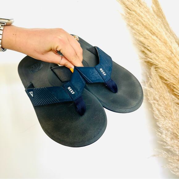 MENS REEF Black Navy Blue Flip Flop Beach Pool Cushion Sandals Slides Shoes 9 main image 6